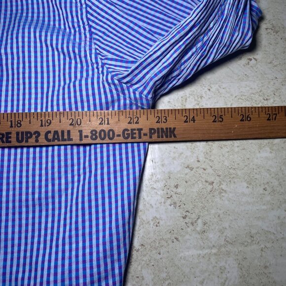 English Laundry Mens Long-Sleeve Button-Up Shirt Blue Checkered 100% Cotton 17 - Picture 5 of 8